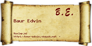 Baur Edvin névjegykártya